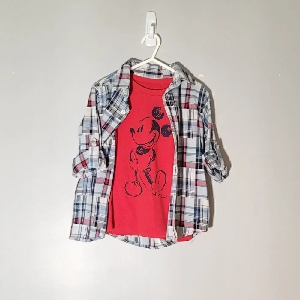 Boys thermal top and long sleeve button down shirt 4T